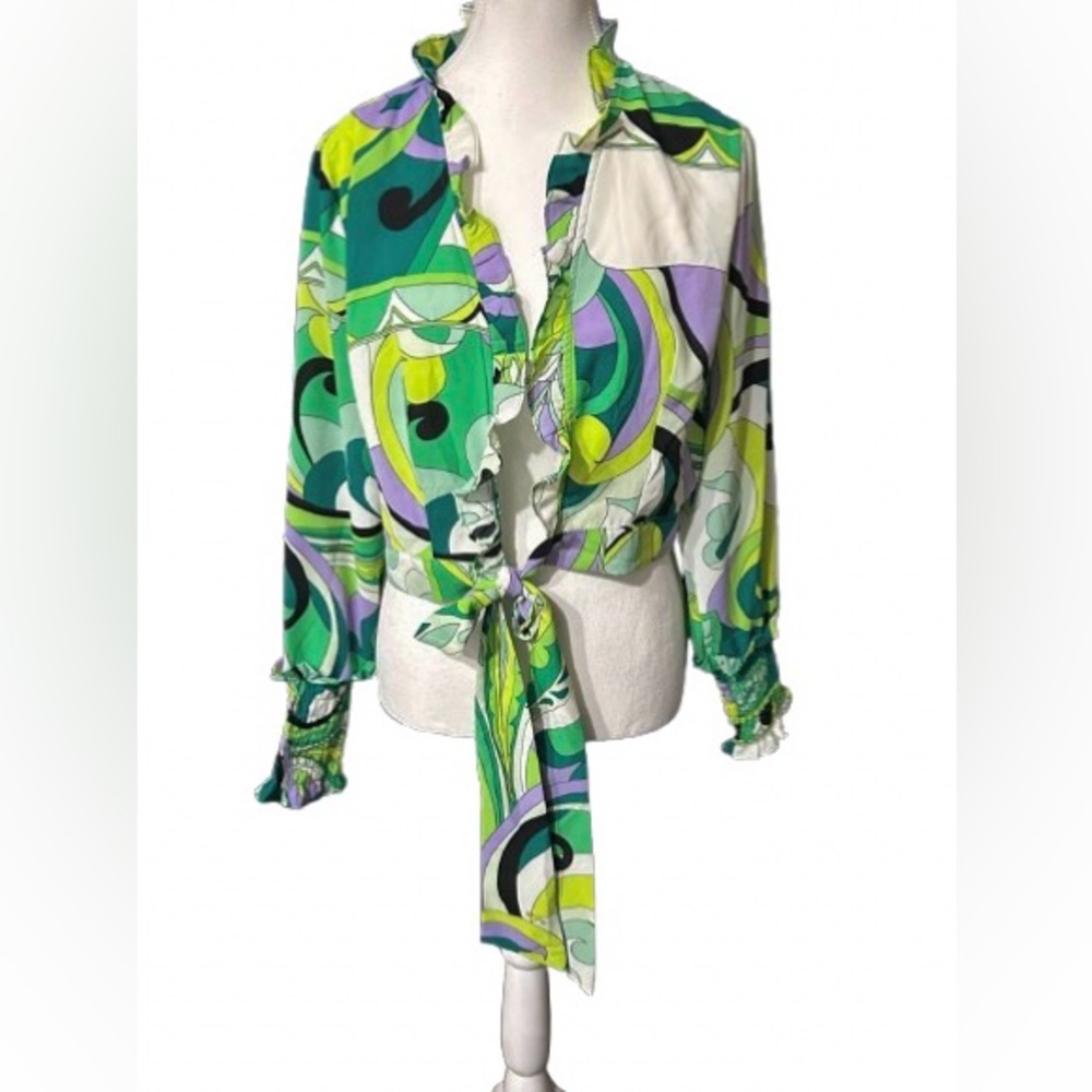 NWT Groovy Lilly’s Kloset Crop Top Cardigan Shirt Blouse Vintage Style 70s